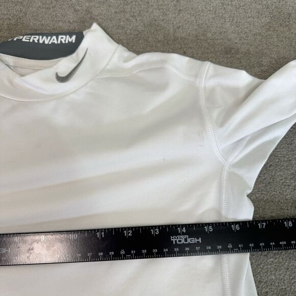 Nike Pro Combat Top M Men Hyperwarm White Mock Neck Compression Active Athletic - Picture 7 of 9